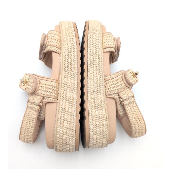Steve Madden Bigmona Platform Sandals Women's Natural Raffia Size US8M EU38.5 - Picture 10 of 12